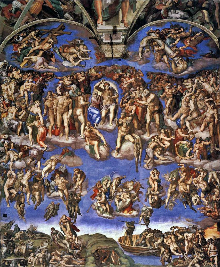The last judgement on altar wall of the sistine chapel in vatican city